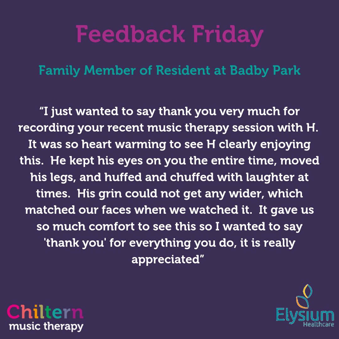 Feedback Friday! 💬 
During the lead up to the <a href="/elysiumcare/">Elysium Healthcare</a> conference in November, I'm sharing weekly feedback from residents, family members and staff at Badby Park.
H is emerging from PDOC and we have been working together for over a year. This is a quote from his mother:
#NMT