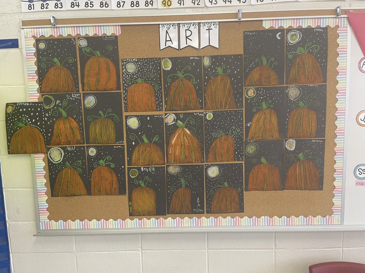 Inspired by our pumpkin math, we made our own pumpkins for our art wall. <a href="/AldershotElem/">Aldershot Elementary</a> <a href="/AVRCE_NS/">Annapolis Valley Regional Centre for Education</a>