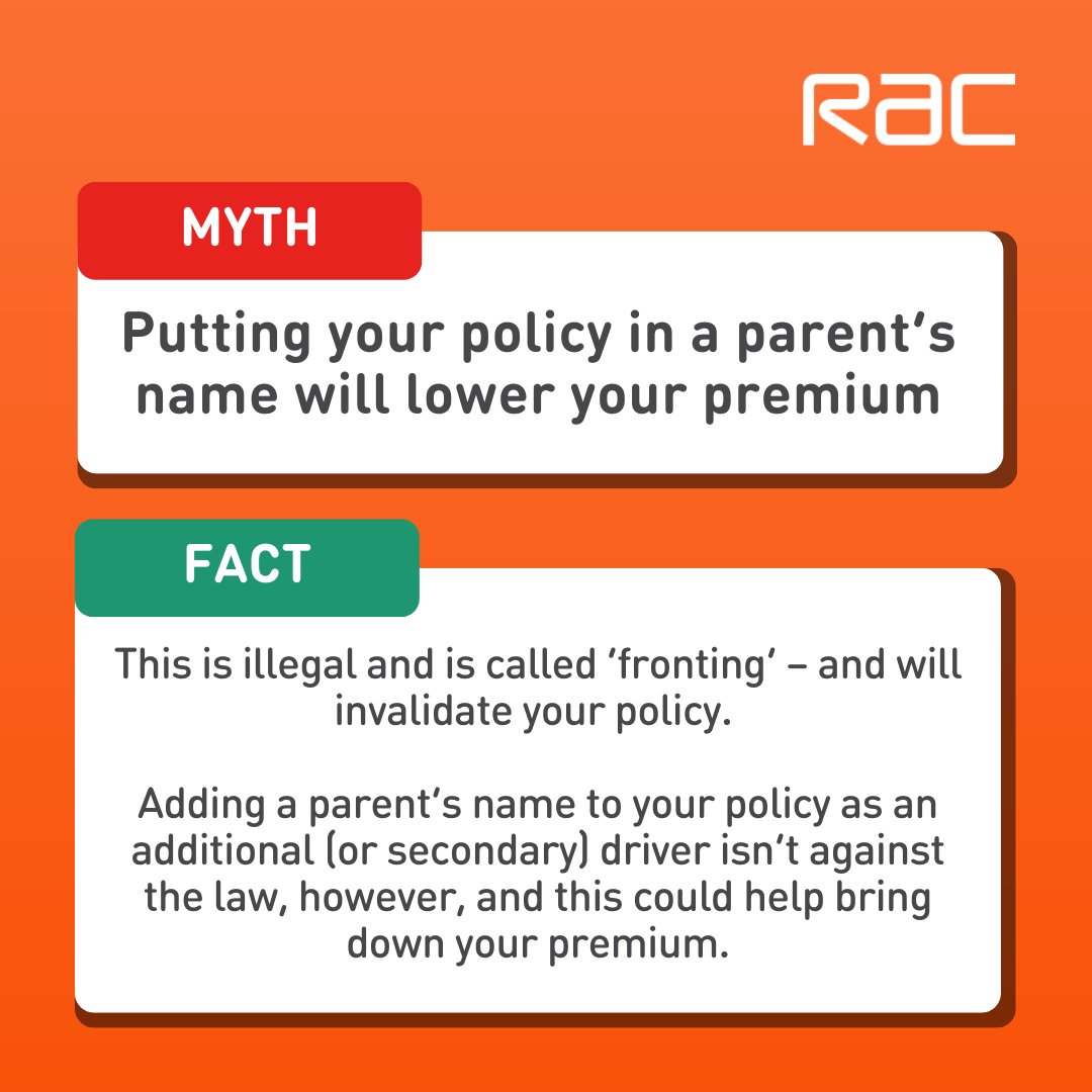TheRAC_UK's tweet photo. Have you been invalidating your car insurance without even knowing it? 🤔

Putting your parent down on your policy could be a good way to bring down your premium, but be careful which way around you do it 👇 https://t.co/pmufqS9WAi