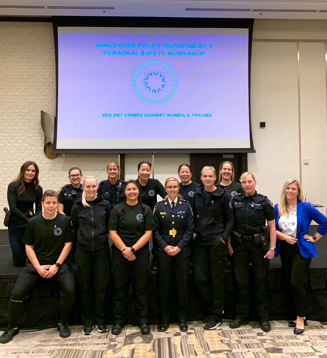 VancouverPD's tweet photo. The #VPD Women's Personal Safety Team's all-day workshop is underway at the Parq Hotel today, where women will learn tactics to use in case they are ever faced with unavoidable violence.  

Learn more and register for upcoming workshops:  https://t.co/3hPM8ZUYvM

#WPST https://t.co/wUgU4vBqlB