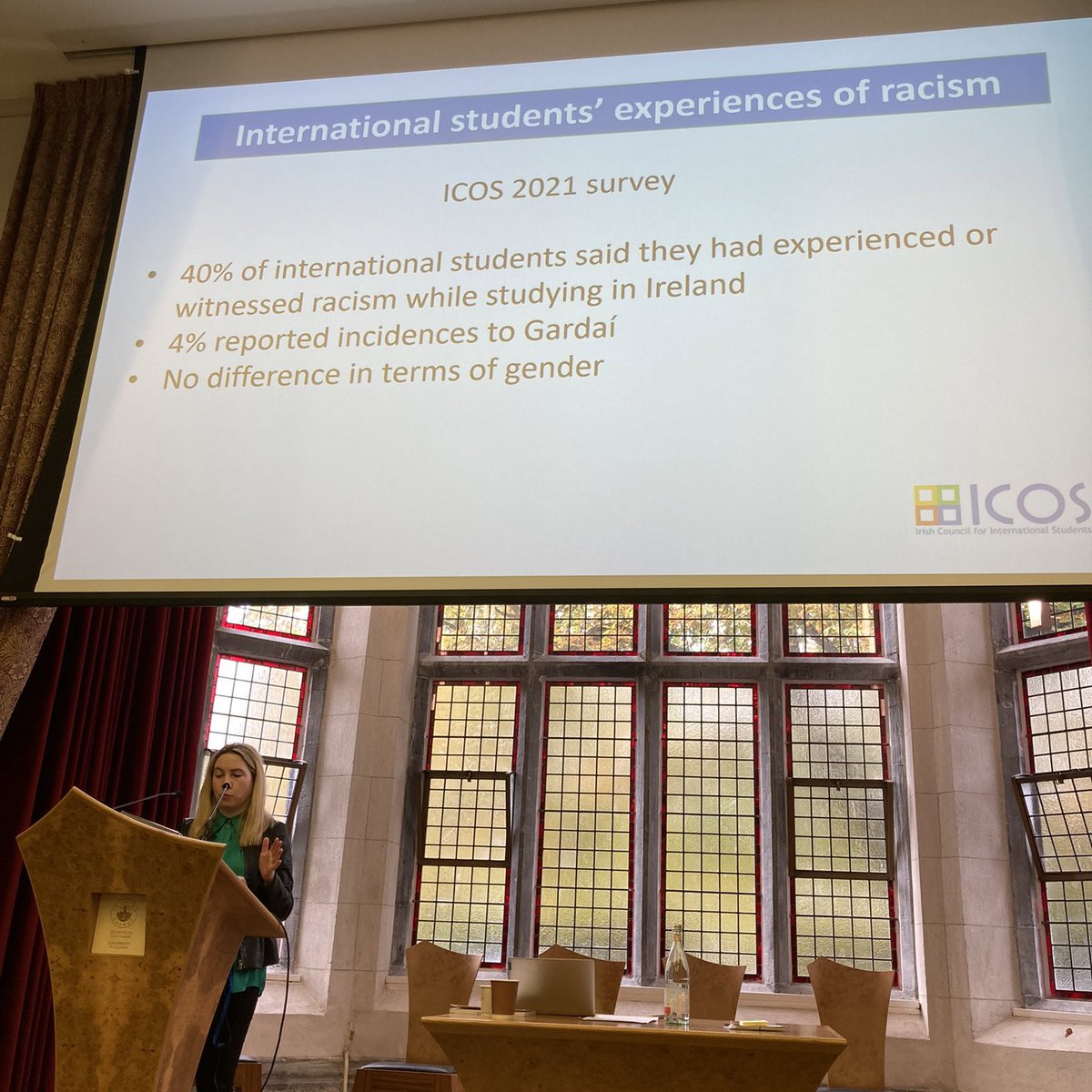 40% of international students in higher education experience or witness racism, according to @ICOSirl research, but only 4% report to Gardaí Great to meet staff from colleges today in Galway to discuss race equality