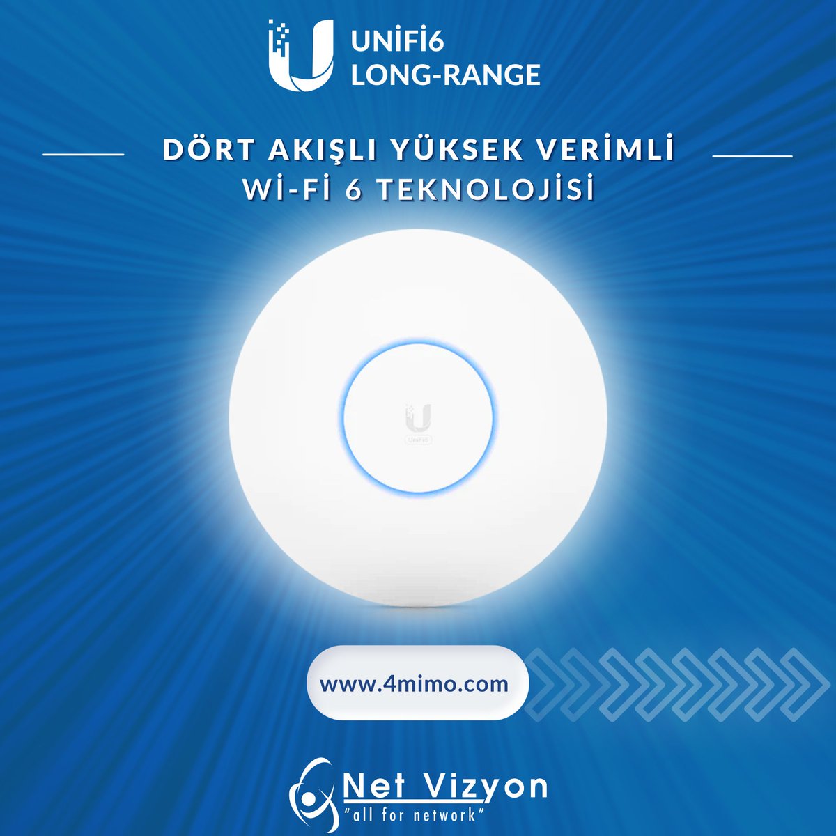 Dört akışlı yüksek verimli Wi-Fi 6 teknolojisi
Wi-Fi 6 AP'ler, 5 GHz (4x4 MU-MIMO ve OFDMA) ve 2,4 GHz 4x4 MIMO radyolarla 3 Gbps'ye kadar toplam radyo hızı sunar!
@ubiquiti
4mimo.com