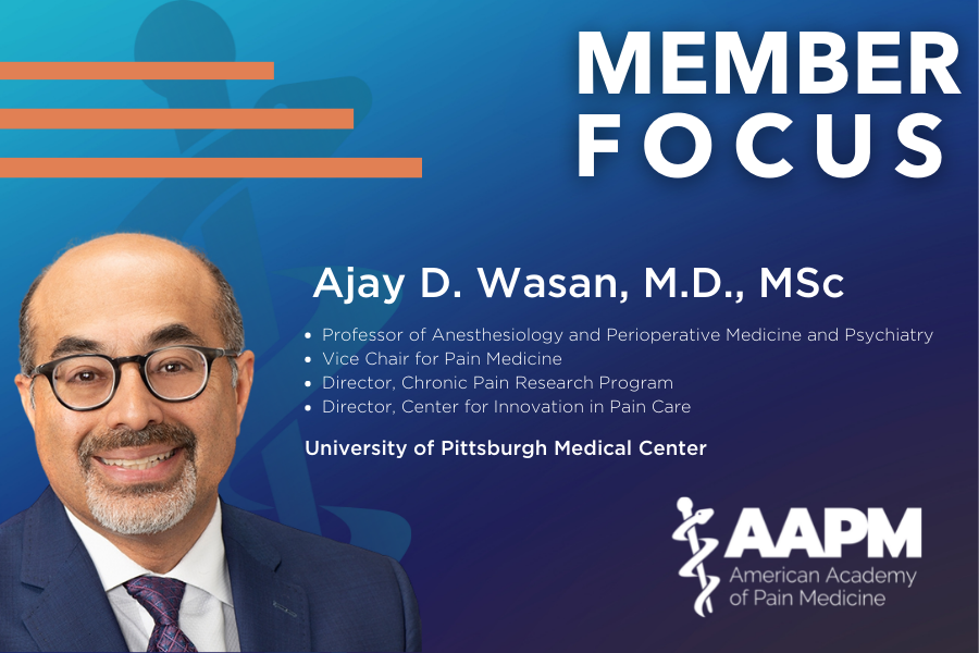 AmerAcadPainMed's tweet photo. Our #MemberFocus for October is Ajay D. Wasan, M.D., MSc.
An active supporter of AAPM, Dr. Wasan is a former AAPM President, current Co-chair of the Behavioral Medicine Committee, and serves as Nominating Committee Chair.
Read his Member Focus profile: https://t.co/SkyyMNypIr https://t.co/Co2kN0rhVc