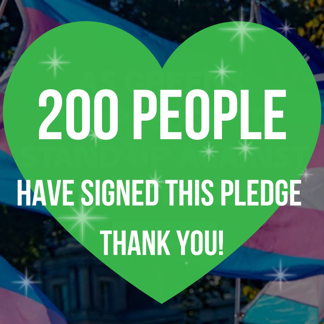 💚 @TheGreenParty has inclusive & progressive policies; the majority of members support trans & non-binary people ❤️‍🩹 We haven’t done enough to show this support 📝 Will you join our pledge to stand up against transphobia? actionnetwork.org/forms/pledge-t…