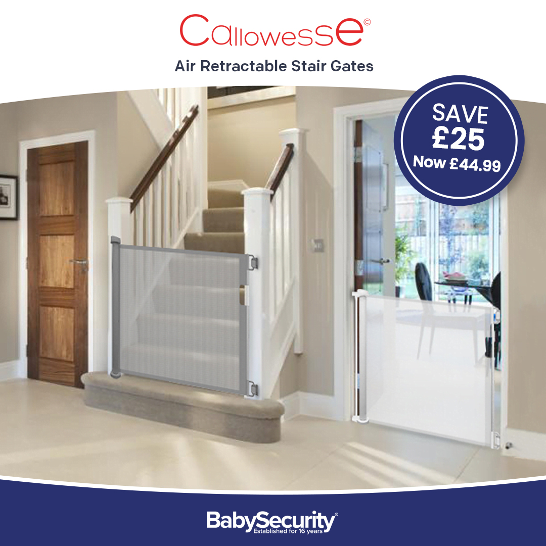 Back in stock! The Callowesse Air Retractable Gate has an easy-to-use, one-handed operating system, making your life that little bit simpler, even if you're carrying your little one. 
Shop the Air here ⬇
babysecurity.co.uk/collections/ca…