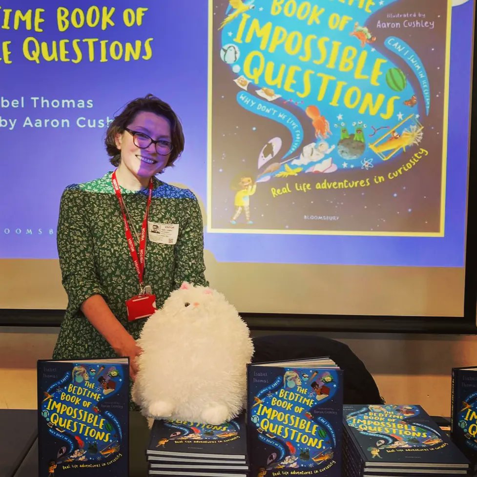 Today was all about amazing questions and signing books! Thank you so much @HillcrossPS for your spectacular science questions, your brave bug eating teachers, and to brilliant booksellers @nomadbooks ❤ I love sharing The Bedtime Book of #ImpossibleQuestions @KidsBloomsbury