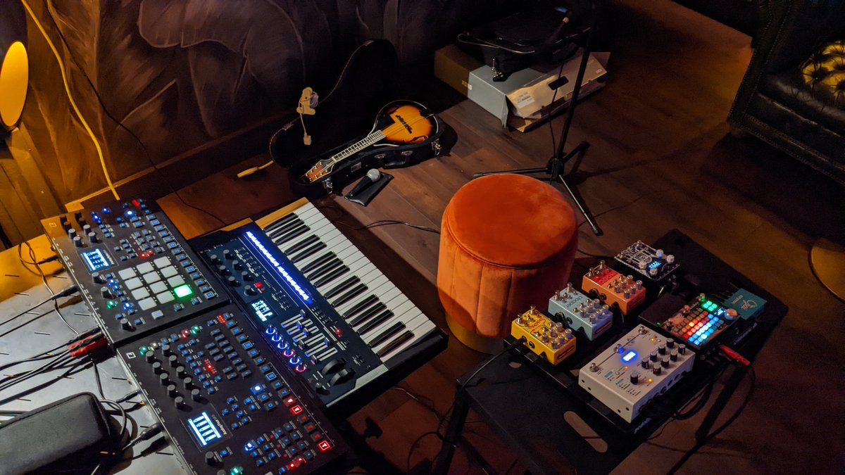 Shout-out to our musical collaborator, the multi-talented synthlord Dev Bhat 👑🎹 🙌. Dev’s stationed with us behind keys, beats, loops, and pedals to create the live soundtrack for each Club Chicxulub performance. We couldn’t produce our shows without him!⁣ 🦖☄️💥🌟⁣