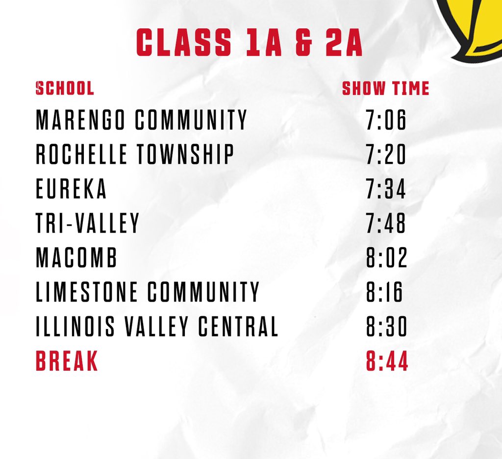 isubrmm's tweet photo. Planning on coming to ISMBC? Here’s the schedule of bands competing for the championship! #ISMBC #marchingband #ISU #illinoisstateuniversity https://t.co/pKyHOpMf0j