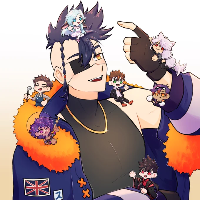  A quick re-introduction - my name is Stalus and I'm an ex-gangster vtuber + a chill artist! I usually draw in shounen style, but I also play around with a bit of L2D and AfterEffects whenever I can! Here are some of my art!  (2/3) 