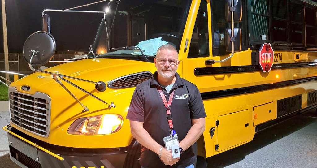 Meet John Davis! 👋🏻 <a href="/BrevardSchools/">Brevard Schools</a> South Area Transportation Office Supervisor. He helped us coordinate our pop-up event, shared stories about drivers, and chatted with us about the importance a school bus driver can make in our community. #SchoolBusSafetyWeek #MobilityWeekFL