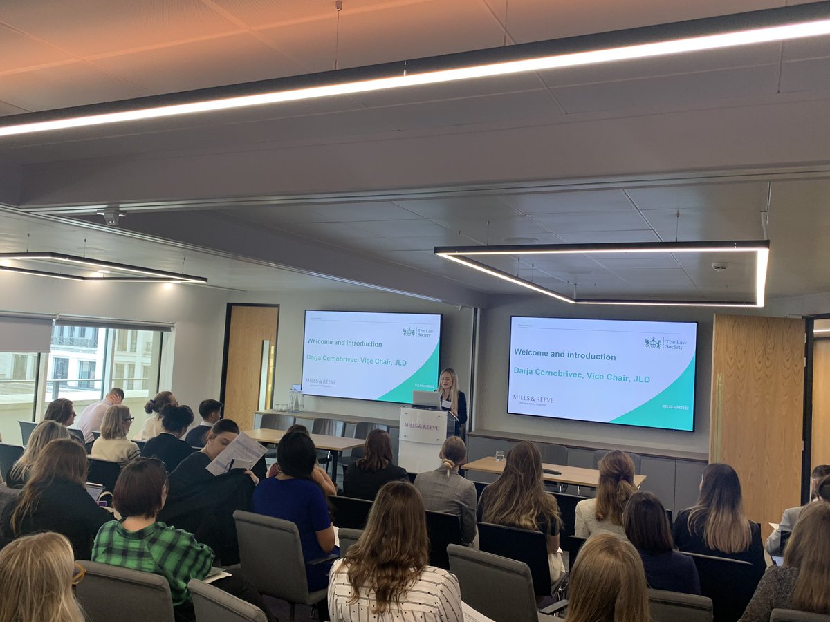 JuniorLawyers's tweet photo. Welcome to our Annual Conference 2022! We are delighted to welcome you all here today. First up we have the introduction from our Vice-Chair, Darja Cernobrivec #JLDConf2022 https://t.co/Dc47lpplT2
