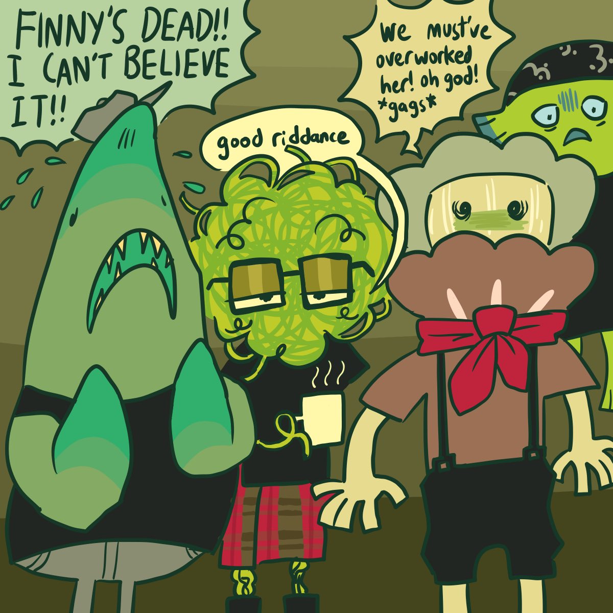 Rachoogian's tweet photo. i couldn’t stop thinking about this. so i drew it
Fin scaring the daylights out of her band mates https://t.co/ajCcXxhaLk