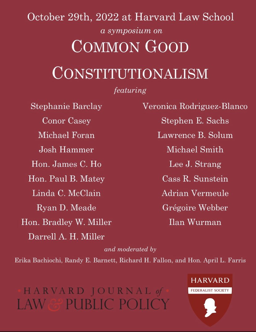 Next week I’ll be presenting at this. My paper will be looking at Equal Dignity and the Common Good. Still very much in draft form so welcome to any feedback: papers.ssrn.com/sol3/papers.cf…