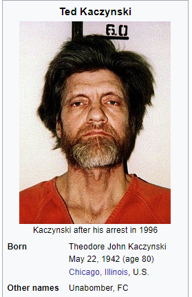 iMozziconi's tweet photo. Узнал что Unabomber (Ted Kaczynski) подписывался как FC (Freedom Club).

Теперь каждый KFC мозг расшифровывает как Kaczynski's Freedom Club.

Чувак ещё жив, кстати (80 лет) https://t.co/mDU4PvvSgH