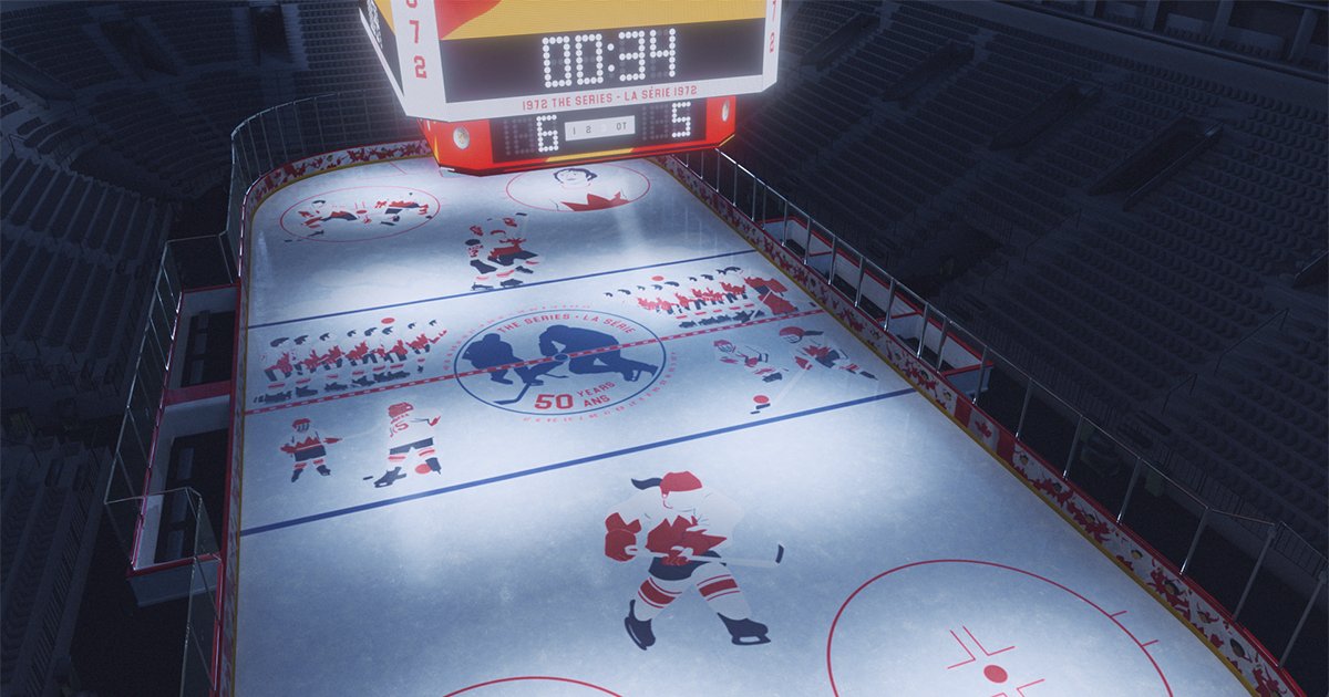 The scoreboard shows 34 seconds remaining on the clock! The exact time left when Henderson scored the winning goal of the series, leading Canada to a 6-5 victory in Game Eight.