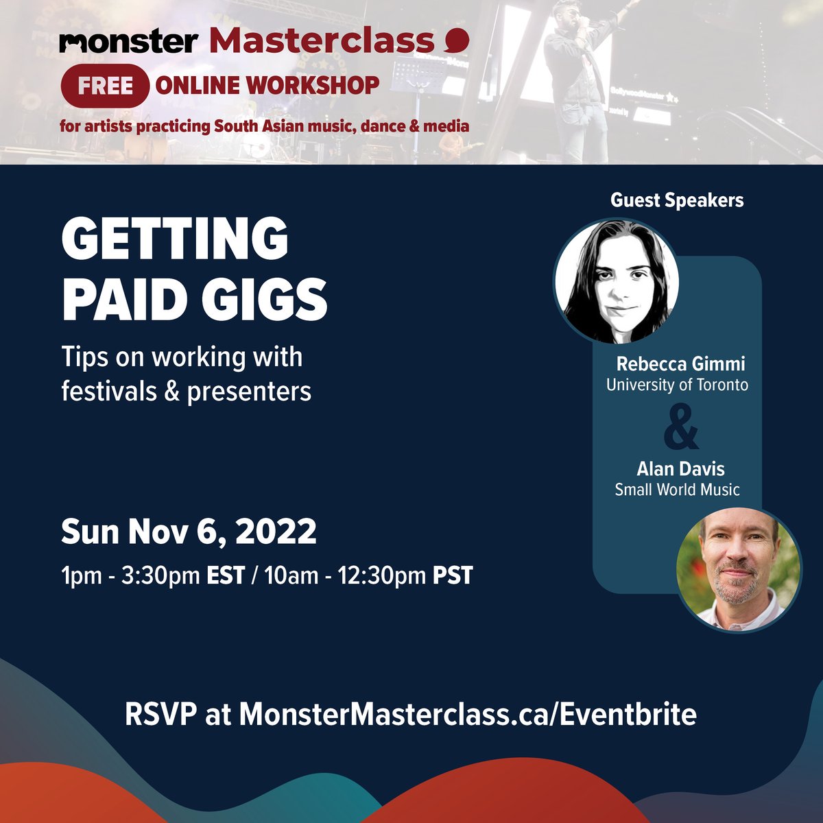 Are you an artist with dreams of performing on our #BollywoodMonster Main Stage? RSVP for our THIRD #MonsterMasterclass - Artist Entrepreneurship Workshop at MonsterMasterclass.ca/Eventbrite.

⭐️ Topic: Getting Paid Gigs
🗓 Sun Nov 6 @ 1 pm-3:30 pm EST/10 am-12:30 pm PST
💻 Zoom
🎟 FREE