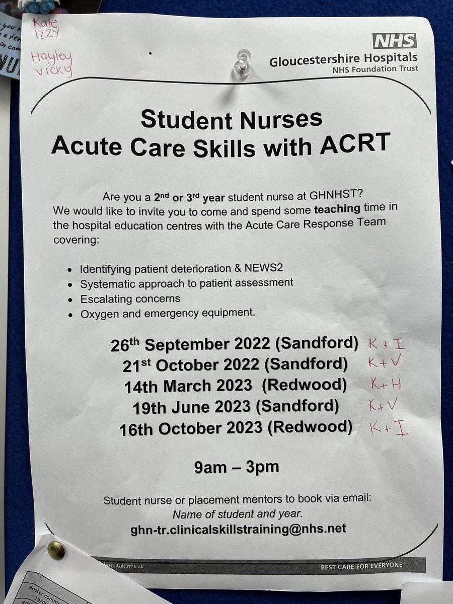 Acute Care Response Team 💙 (@acuteresponse) on Twitter photo 2nd and 3rd year student nurses… come and see us!
Brilliant day spending time with our ACP’s in the ACRT learning about how to recognise/respond and manage deteriorating patients.
Booking info at bottom of poster.
@GlosProfEd <a href="/gloshospitals/">Gloucestershire Hospitals NHS Foundation Trust</a> <a href="/GlosPDLearning/">Practice Development Team</a> 2nd and 3rd year student nurses… come and see us!
Brilliant day spending time with our ACP’s in the ACRT learning about how to recognise/respond and manage deteriorating patients.
Booking info at bottom of poster.
@GlosProfEd <a href="/gloshospitals/">Gloucestershire Hospitals NHS Foundation Trust</a> <a href="/GlosPDLearning/">Practice Development Team</a>