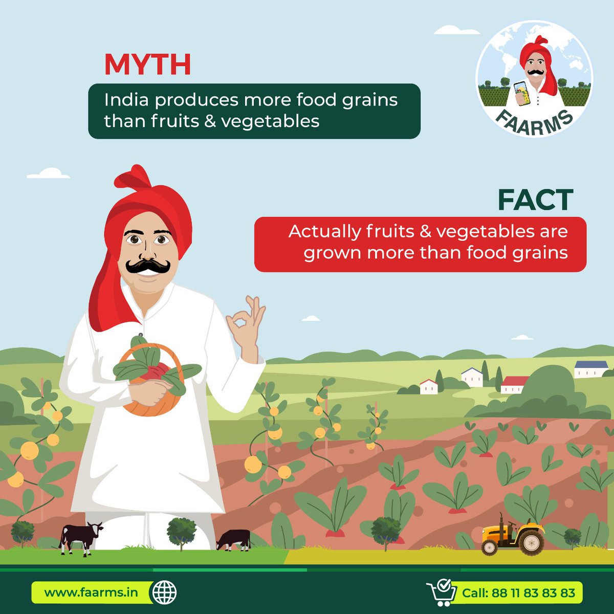 FaarmsIndia's tweet photo. Let's bust some myths today. Did you know India grows an abundance of fruits and vegetables? Tell us in the comments which is your favourite fruit and vegetable.
Download the Faarms App Today: https://t.co/cAM9BrqfKj
#Faarms #mobilerecharge #BillPayments #Insurance https://t.co/cVTRJltJme