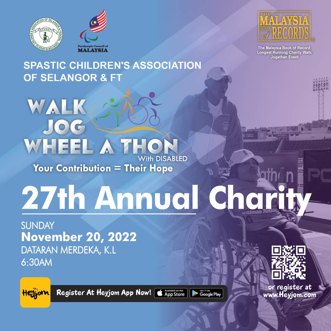 astrokasih's tweet photo. Join this fun walk for a good cause! 💪🏻😍
Spastic Children’s Association of Selangor and Federal Territory will hold its 27th Annual Charity Walk-Jog-Wheel-A-Thon on 20 Nov at Dataran Merdeka, KL at 6.30 AM. 👟 👟 👩🏻‍🦽👨🏻‍🦽
Registration closes on 31 Oct so hurry &amp; register now! 🤩 https://t.co/wl8ehy0KoU