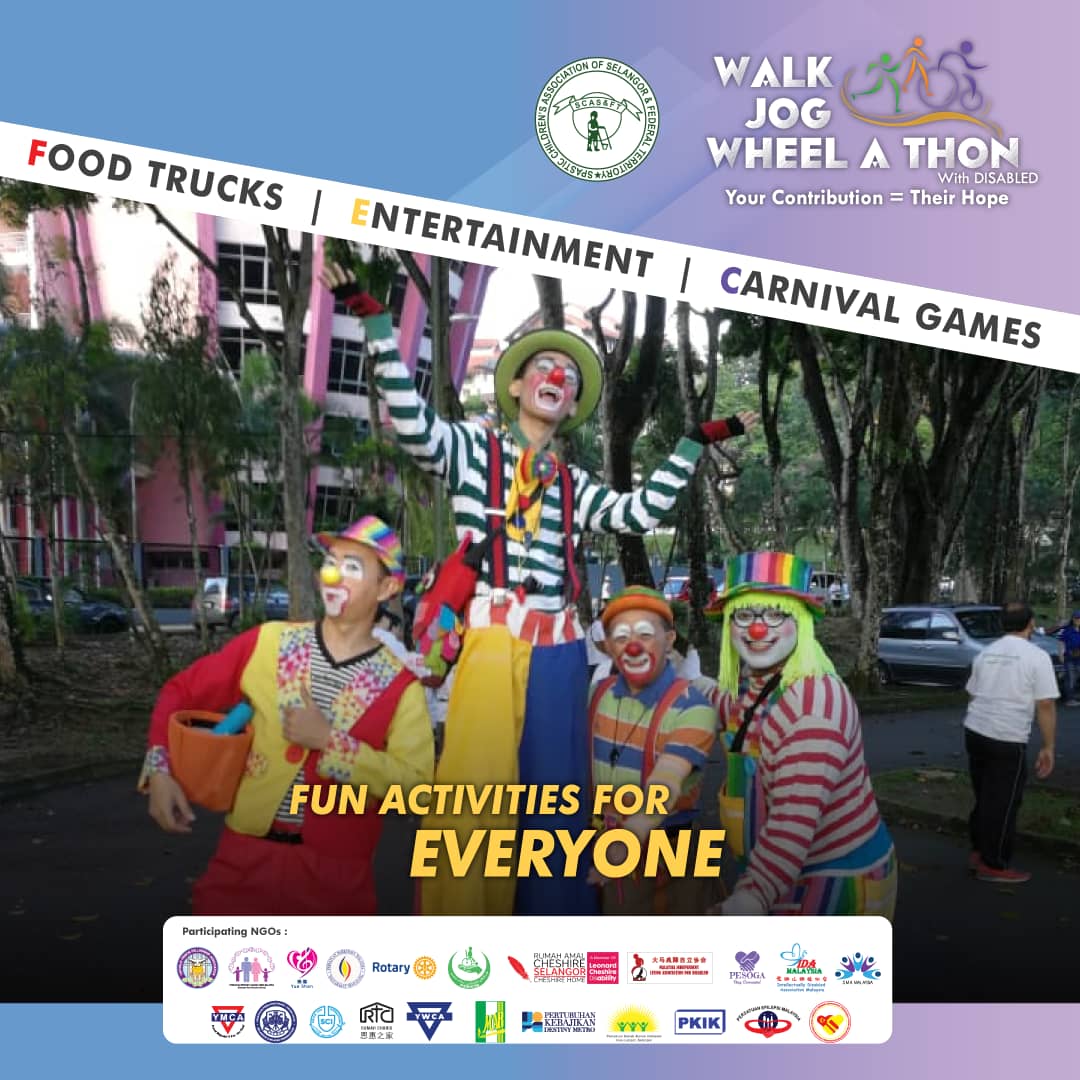 Join this fun walk for a good cause! 💪🏻😍
Spastic Children’s Association of Selangor and Federal Territory will hold its 27th Annual Charity Walk-Jog-Wheel-A-Thon on 20 Nov at Dataran Merdeka, KL at 6.30 AM. 👟 👟 👩🏻‍🦽👨🏻‍🦽
Registration closes on 31 Oct so hurry &amp; register now! 🤩