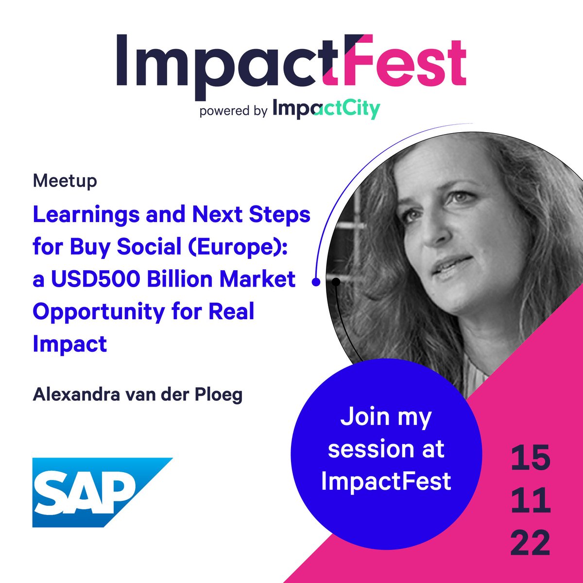 On Nov 15th, Gerry Higgins from <a href="/_SEWF/">SEWF - Social Enterprise World Forum</a>, <a href="/alexploeg/">Alex van der Ploeg</a> from <a href="/SAP/">SAP</a> and <a href="/wietekedupain/">Wieteke Dupain</a> from EN are co-hosting a session at ImpactFest, the biggest #impact meet-up in Europe. 

Join the discussion on trends, opportunities and the future of #socialprocurement 👉 impactfest.nl/tickets
