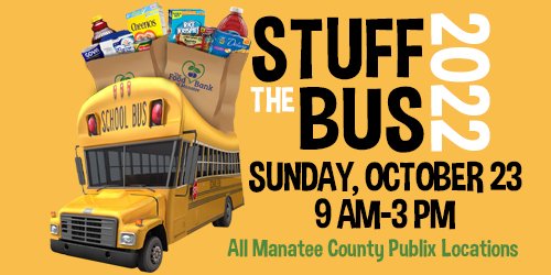 Please donate non-perishable food items at our Stuff The Bus food drive today from 9am-3pm. Just go to any <a href="/Publix/">Publix</a> location and shop BOGOs and then donate to help Stuff The Bus. All proceeds benefit The Food Bank of Manatee. 
mealsonwheelsplus.org/events/stuff-t…