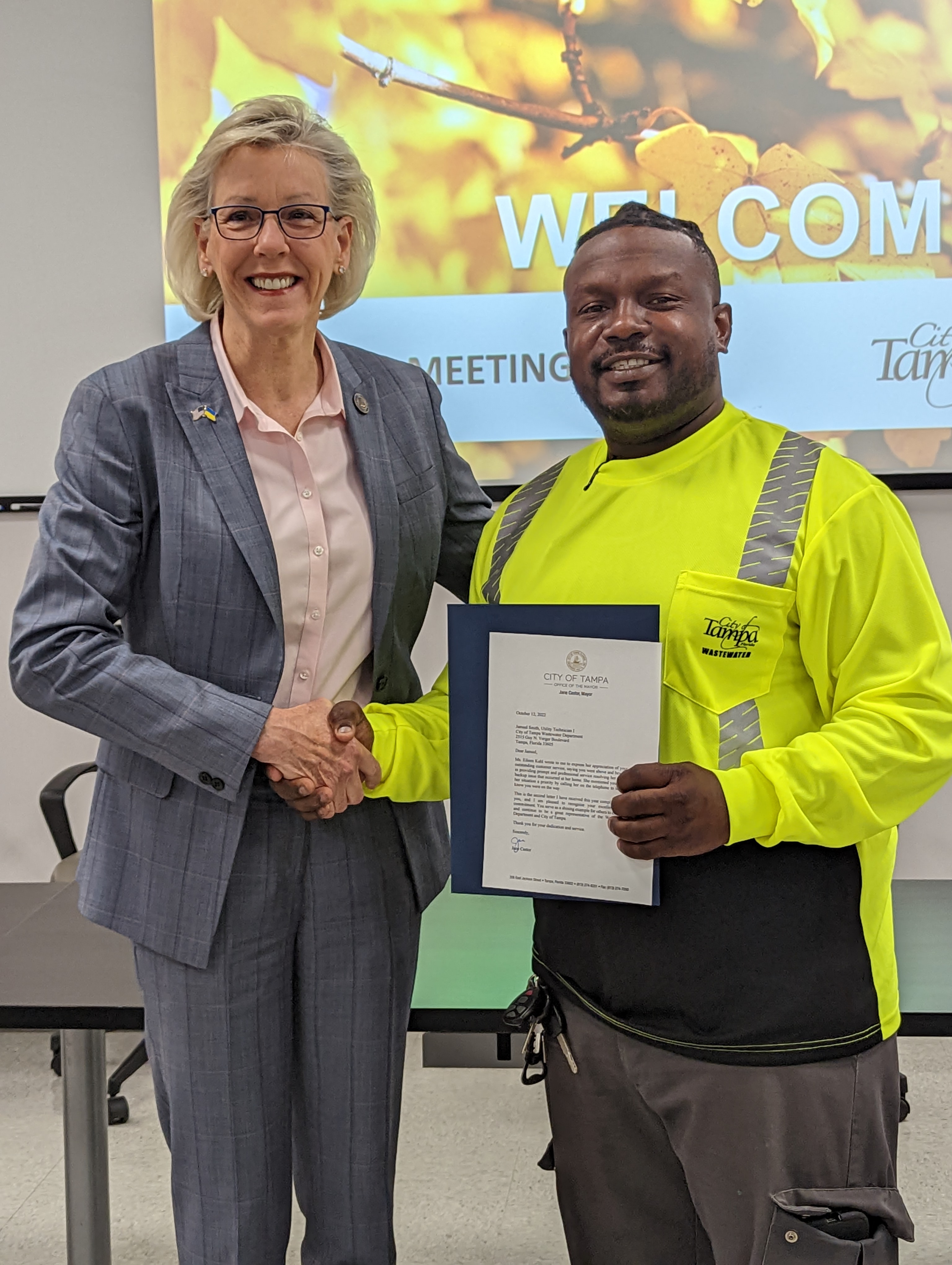 City of Tampa on X: Yesterday, Mayor @JaneCastor recognized Jameel Smith,  a Wastewater Utility Tech I, for his outstanding customer service. Mayor  Castor has received--not one--but TWO letters this year praising Jameel
