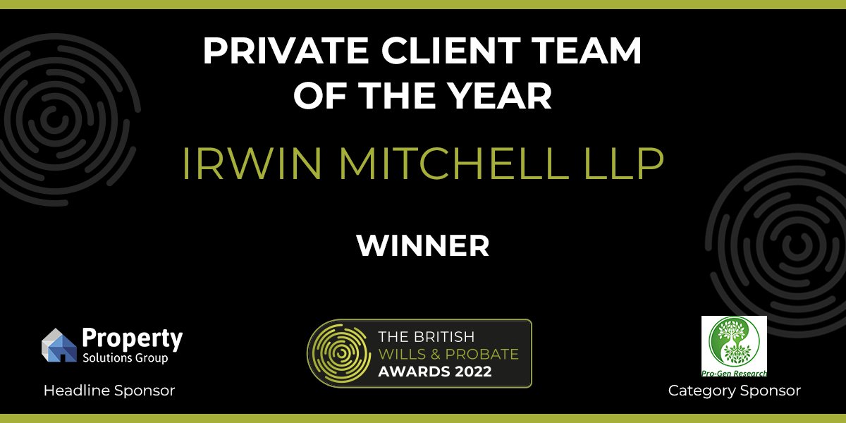 Congratulations to our #PrivateClient Team who’ve won Private Client Team of the Year at the @TWProbate Awards. A huge well done to the team, and all involved! Find out more: bit.ly/3SlFBnj #BWAPAwards2022