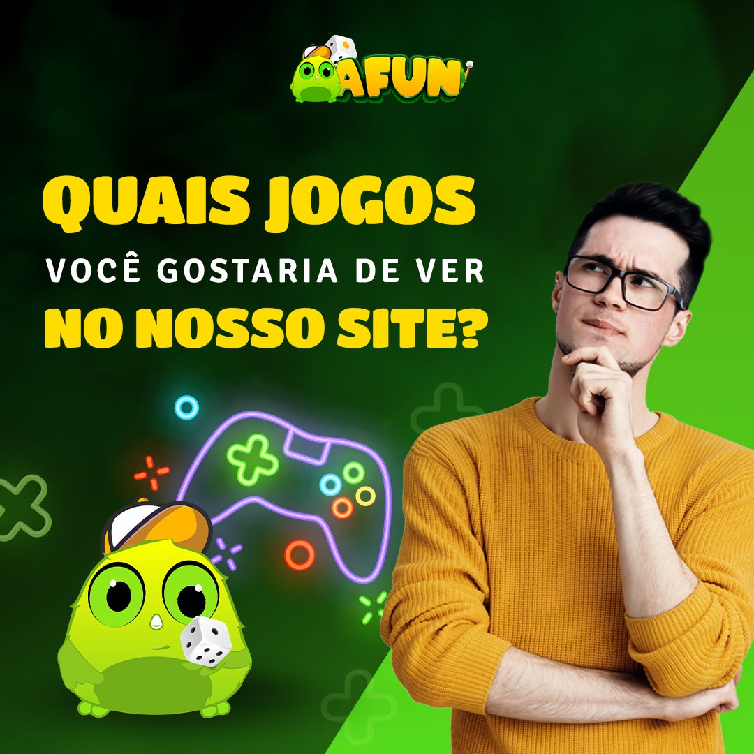 JogosAFun's tweet photo. Sua opinião é muito importante para o AFun.
Comente aqui ou entre em contato com nosso suporte e conta para a gente quais jogos você quer ver no AFun.

#apostas #apostasesportivas #apostasonline #apostasfutebol #cassino https://t.co/rR4BwJjfIQ