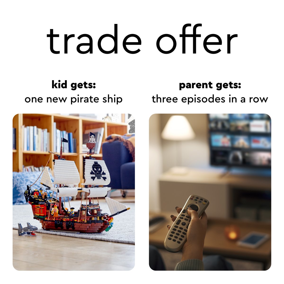 LEGO_Group's tweet photo. Sounds like a pretty good deal. 🤝 https://t.co/6SxPMqGFWk