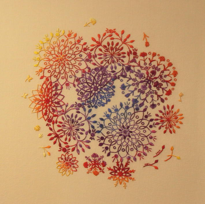 #ArtoftheDay: Fiberarts Guild of Pittsburgh Membership Exhibition
"Behind The Design" by Nancy Quick Langer (Cotton Thread Hand-Embroidery, NFS) is currently on view in our gallery