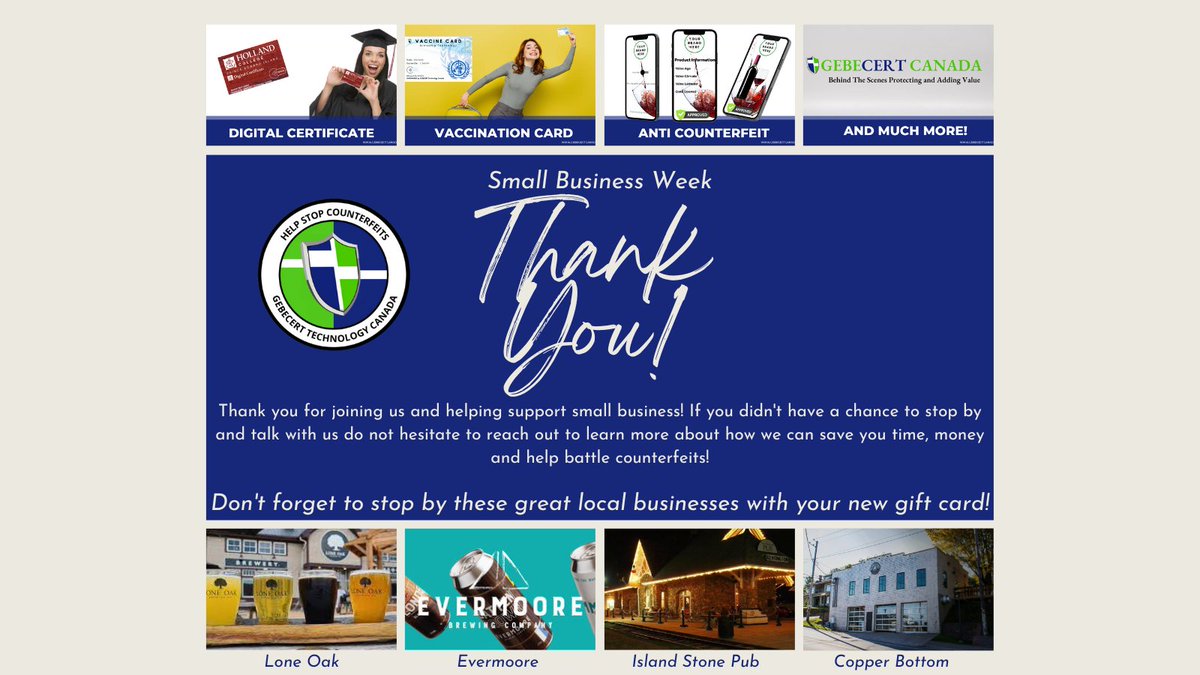 gebecert's tweet photo. 🙏Thank You!
Thank you for joining us &amp; helping support small business! If you didn't have a chance to stop by and talk with us do not hesitate to reach out to learn more about how we can save you time, money &amp; help battle counterfeits!
Don't forget to use your new gift card! https://t.co/buNwZEAiHv