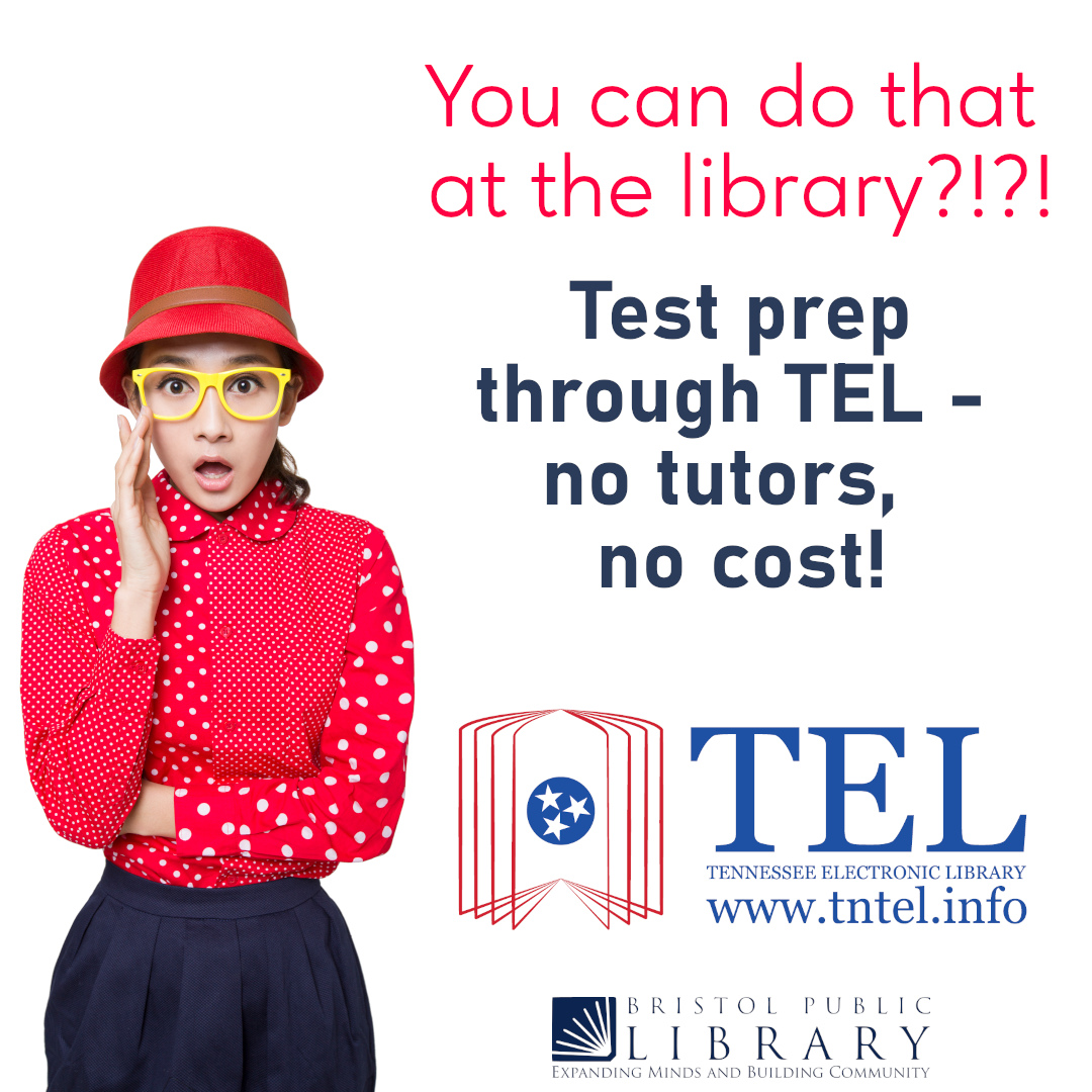 Bristol_Public's tweet photo. Tennessee Electronic Library (TEL) offers free test prep for tests including GED, ACT, SAT, GRE and far more!  
Check it out here: https://t.co/s4X2VF6FF5
While you are there, you can search through more than 4,200 colleges and universities, build your resume and more! https://t.co/3zqe8M6g9t