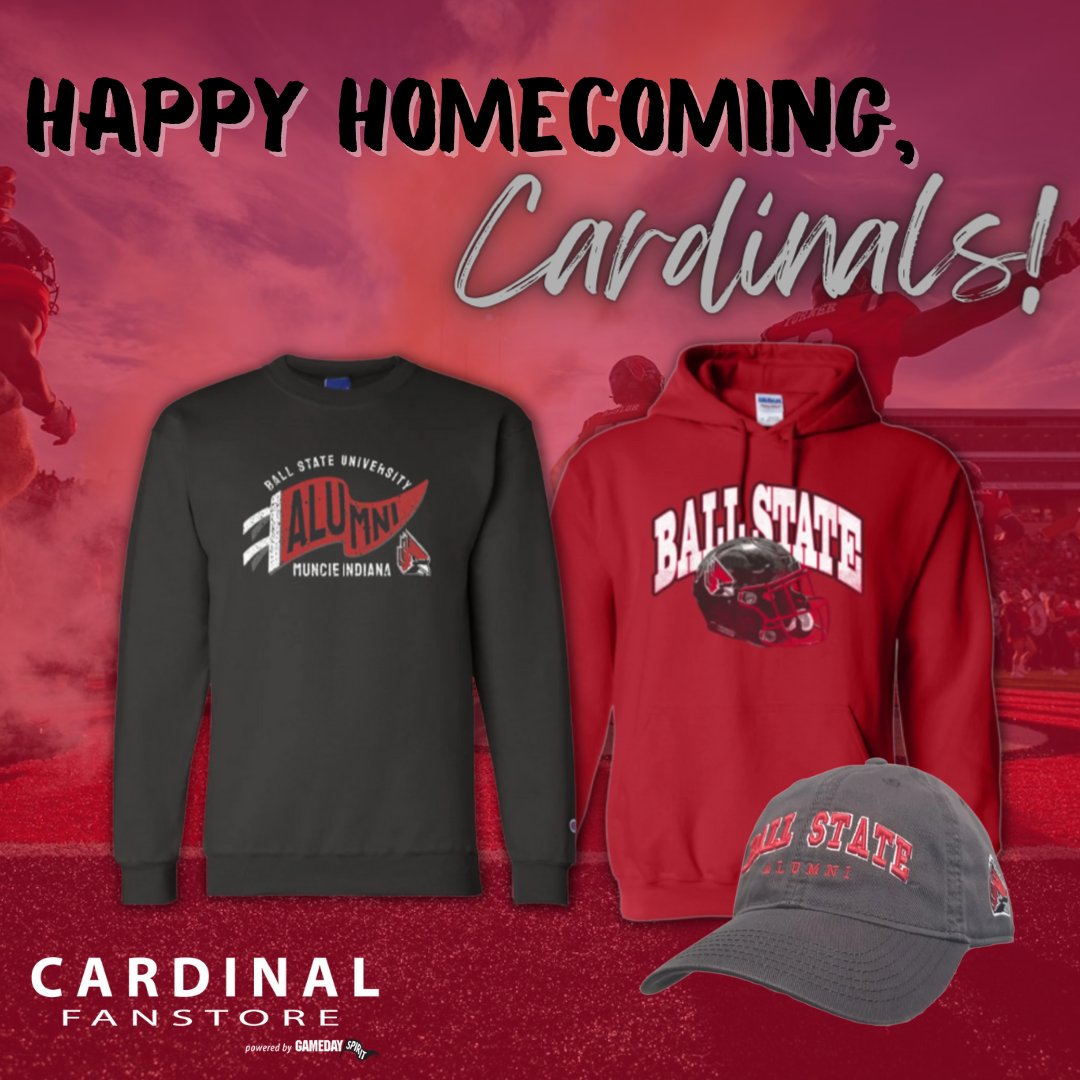 Gameday_BSU's tweet photo. It's homecoming, Cardinals! Gear up now to show your school pride! Shop now in-store and online at https://t.co/ft2zV7coyZ
#CardinalFanstore https://t.co/lzNQEE59xO