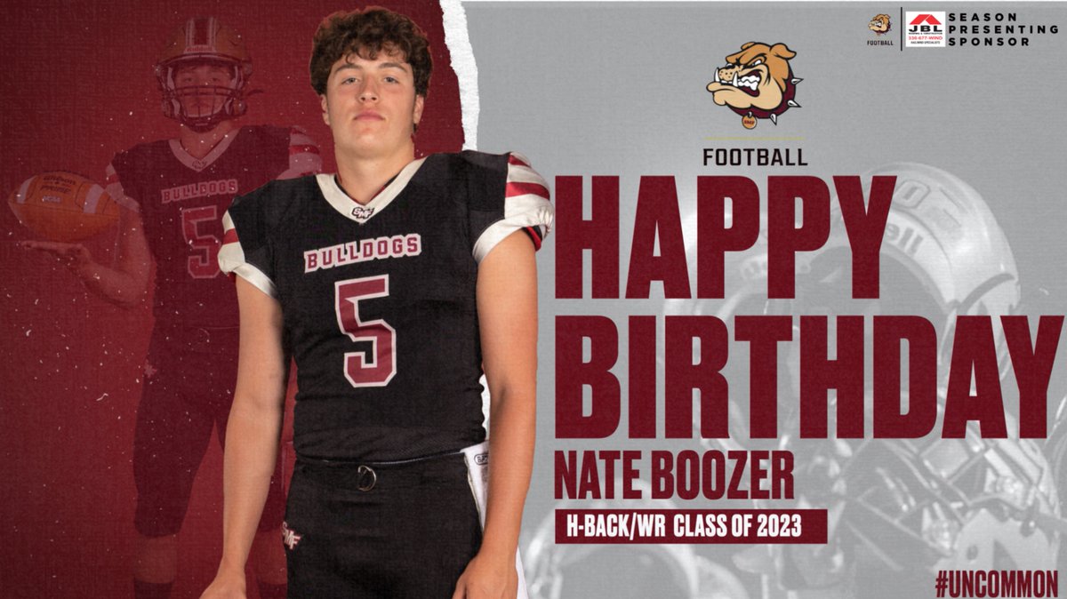 Happy Birthday to 2023 H-BACK/WR @NateBoozer5 ! Glad you are part of our football family. Enjoy your day! GO BULLDOGS! #UNCOMMON