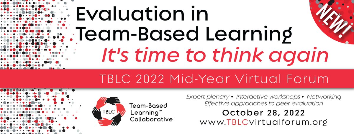 TBLearning's tweet photo. Is It Time to Rethink Grading? The TBLC Virtual Forum says yes! Join us next week for the Virtual Forum. Click here to learn more: https://t.co/86EVe1XY4p

#TBL #Learning #Grading #Teaching #Evaluation #Assesment #Research #TeachingStyle #TeamBasedLearning https://t.co/rCvfRERo1G