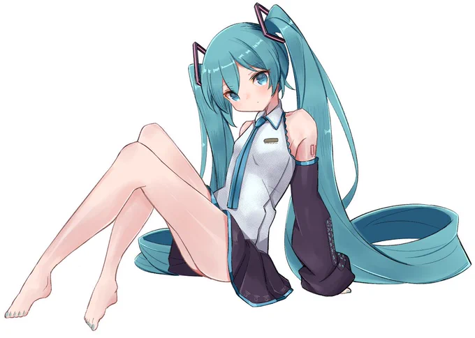 お座りミクさん (背景なし)#初音ミク 