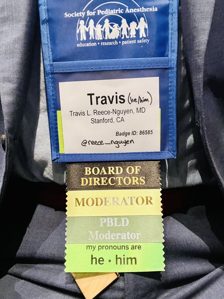 Hey #SPANOLA22 ! If you'd like to display your pronouns today... pick up a pronoun ribbon at the registration table or see me @reece_nguyen or @reminiferous!! @LGBTQIAnesth #everyonehaspronouns @PediAnesthesia #SPADEI