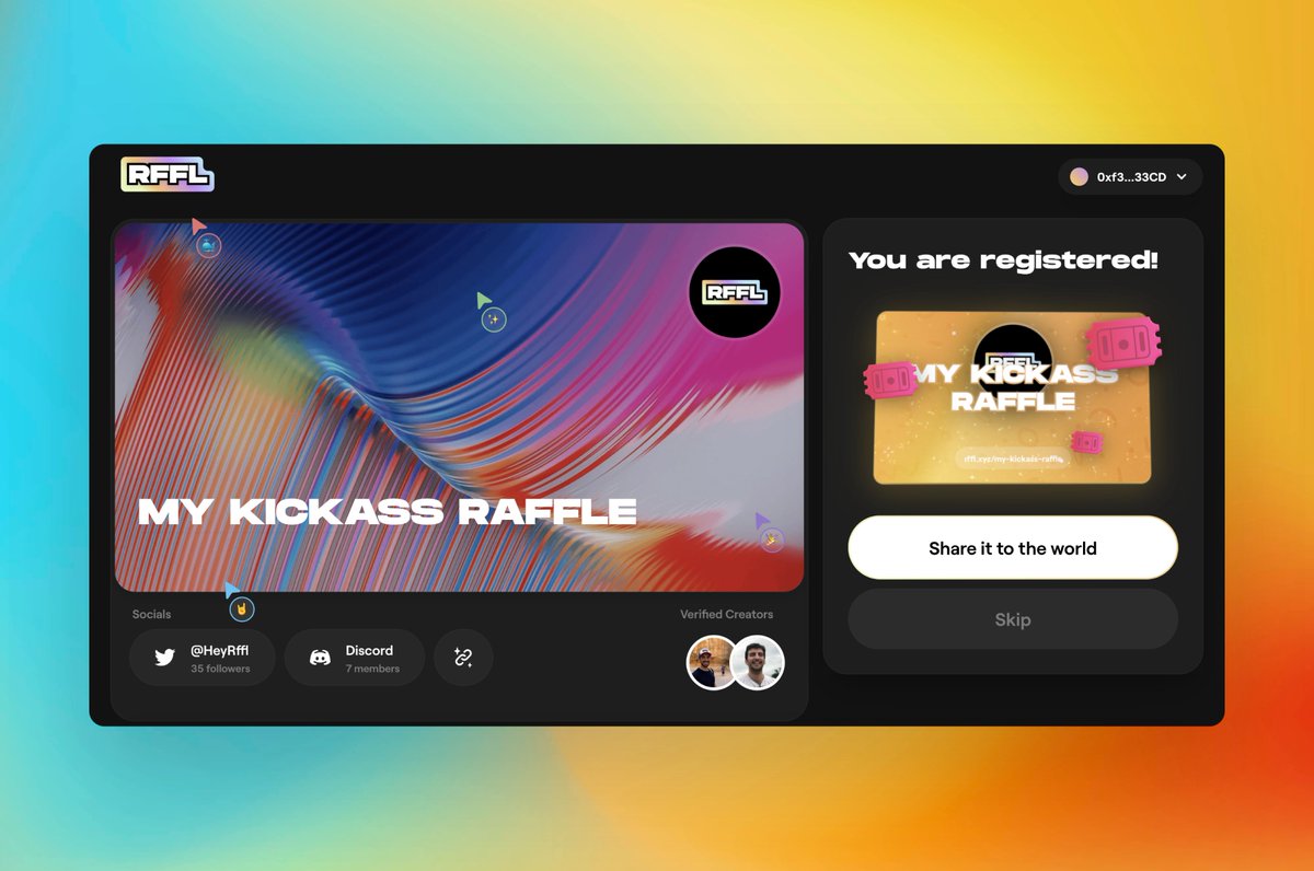 HeyRffl's tweet photo. You get rewarded &amp; your partners get the best tool out there to run a raffle!

Create a demo (for free) for your next mint 👉 https://t.co/agUCkZt5wm

cc @Wesliiiiii_ @ItsMiaBelle @_Vennie @cryptocrr @Naback222 @Jeremy_Collabs @NFTLegolas https://t.co/oV2oac2uUC