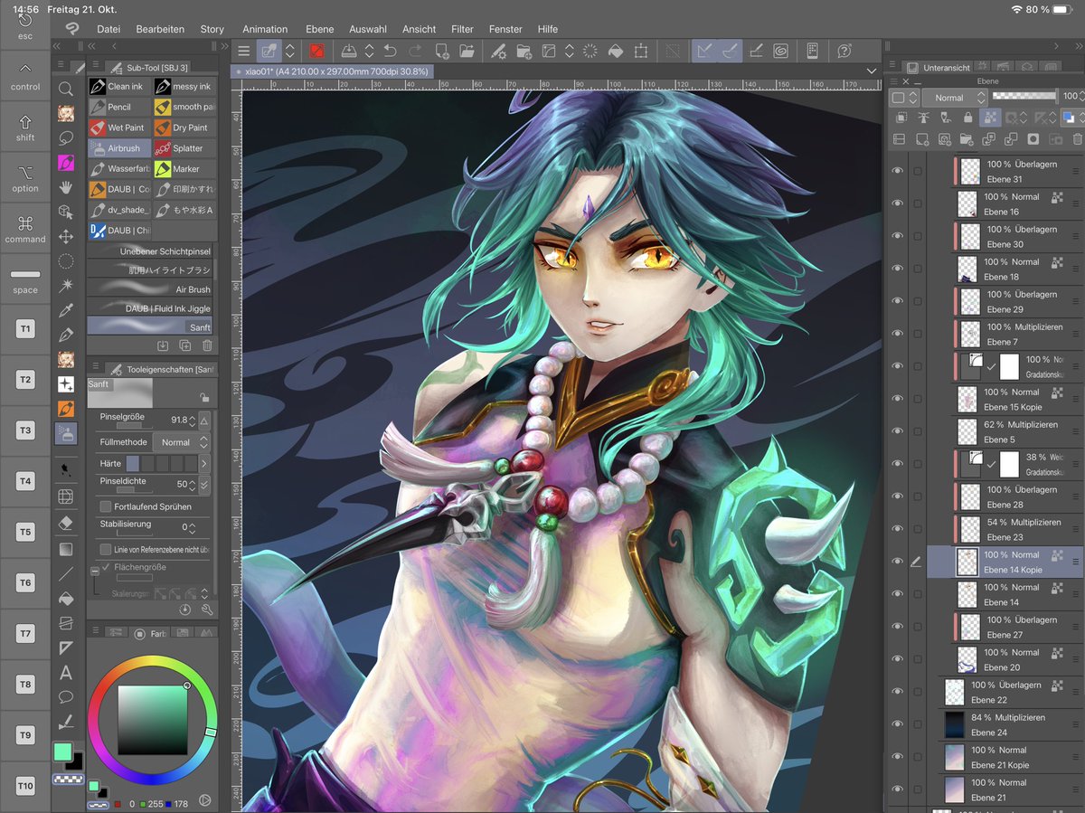 It just reoccurred to me why I prefer drawing people in their birthday suits: Clothing is tedious and I‘m a lazy bum 🙈

But I‘m making it up to myself with shiny colors…🤩😎

#wip