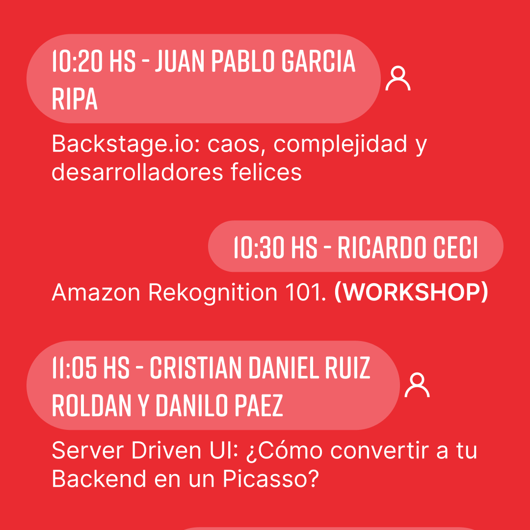nerdearla's tweet photo. 📆 Día 1ede #nerdearla 🔥
⏰ En 10 minutos arrancan las charlas y workshops en el #trackDEV 🧑💻 

¿Cuál van a ver?🤔
➡️Accede desde 📲 https://t.co/34vefB8lUA

#dev #developer #api #containers #frontend #react #typescript #nodejs https://t.co/tttwrTDCoP