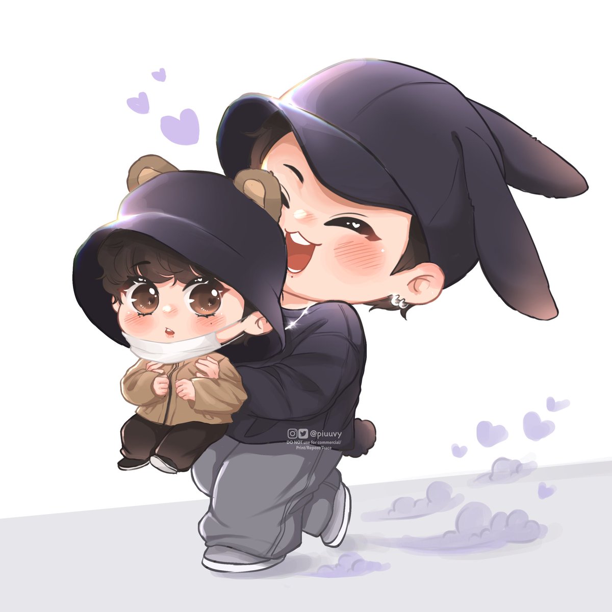 「Bring baby bear homeee  #taekook #국뷔 #태국」|Piuuvy⁷ 🐻 TAEKOOK DAY🔥のイラスト