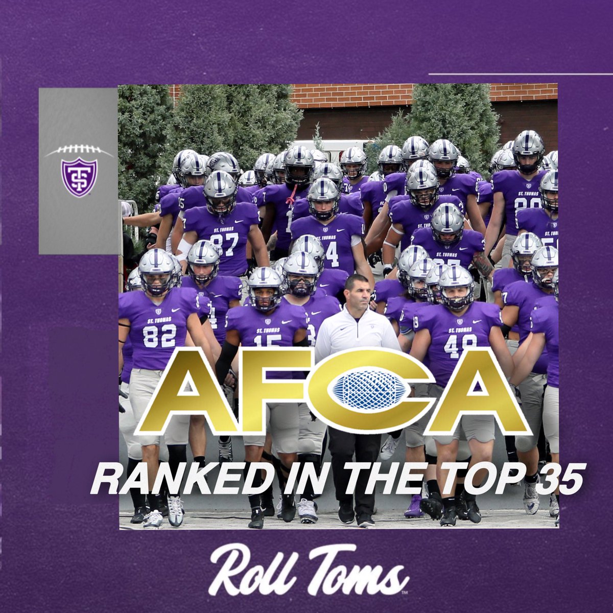 Rolling into the FCS AFCA 𝐏𝐨𝐥𝐥 𝐑𝐚𝐧𝐤𝐢𝐧𝐠 🔝 3️⃣5️⃣ for the first time in school history #Pion23rs 

#RollToms 🟣⚪️⚫️