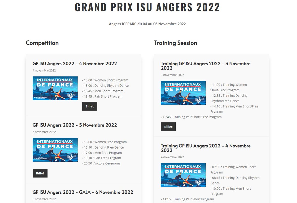 A ne pas manque du 3 au 6 novembre à l'Iceparc : les internationaux de France de patinage artistique, pour réserver vos places c'est ici : 
ffsg.francepatinoire.fr/grand-prix-isu…