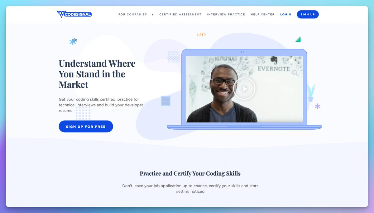 midudev's tweet image. ↪ CODE SIGNAL

La que usan empresas como Facebook, Uber o Reddit para entrevistas técnicas.

Tiene un modo arcade, donde tienes que ir avanzando, y puedes realizar los ejercicios en decenas de lenguajes de programación como: JavaScript, Kotlin, PHP, ...

codesignal.com/developers/