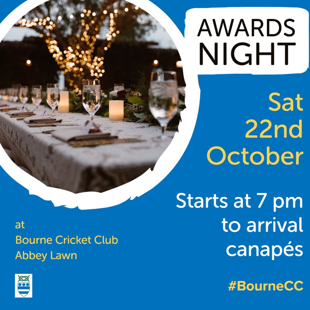 BourneCC's tweet photo. The menus are in and we look forward to celebrating this seasonโs successes across our teams! Be there for 7 pm - canapรฉs will be at the ready!
#BourneCC https://t.co/Z4L8P2NiXD
