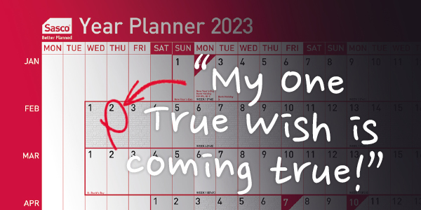 Keep organised with a Sasco year planner - and at the same time help to change the lives of children suffering from critical illness. Sasco will make a donation to the Make A Wish charity for every planner sold.

We have the full range of Sasco planners available on our webstore
