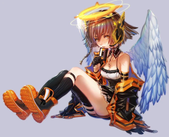 こんな感じのキャラを描いてました!電脳音楽天使ちゃんというイメージ 