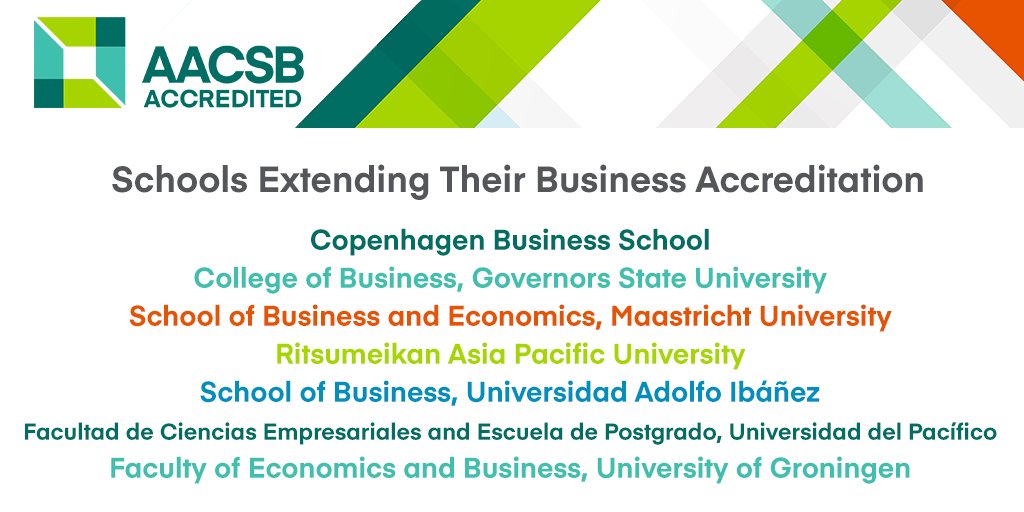 Today 7 business schools have extended their AACSB accreditation in business. Achieving and maintaining accreditation is a process of rigorous internal focus, engagement with an AACSB-assigned mentor, and peer-reviewed evaluation. 

Congratulations!⭐️

🔗aacsb.edu/media-center/n…