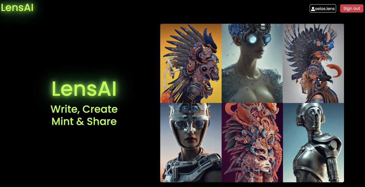StudioSelas's tweet image. Today, we introduce LensAI, the first text-to-NFT platform in the world. It allows you to create photographs, paintings, illustrations or 3D renders with a simple prompt! Thanks to @LensProtocol you can also monetize and share your creations!
big up to  @nomulabs @thegallerydao